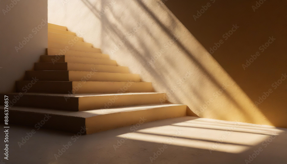 Poster modern abstract background from stairs with geometry sunlight and shadows. architecture and product 