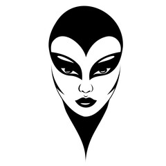 Mysterious Alien Face with Large Eyes Illustration