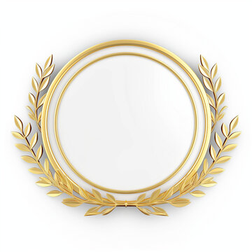 Golden laurel wreath forming a round frame with blank space for your design
