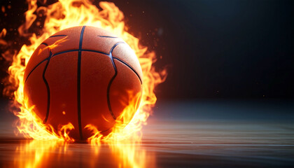 Obraz premium Basketball on Fire Isolated Background