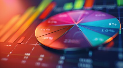 A close-up of a digital pie chart showing market share distribution on a computer screen.