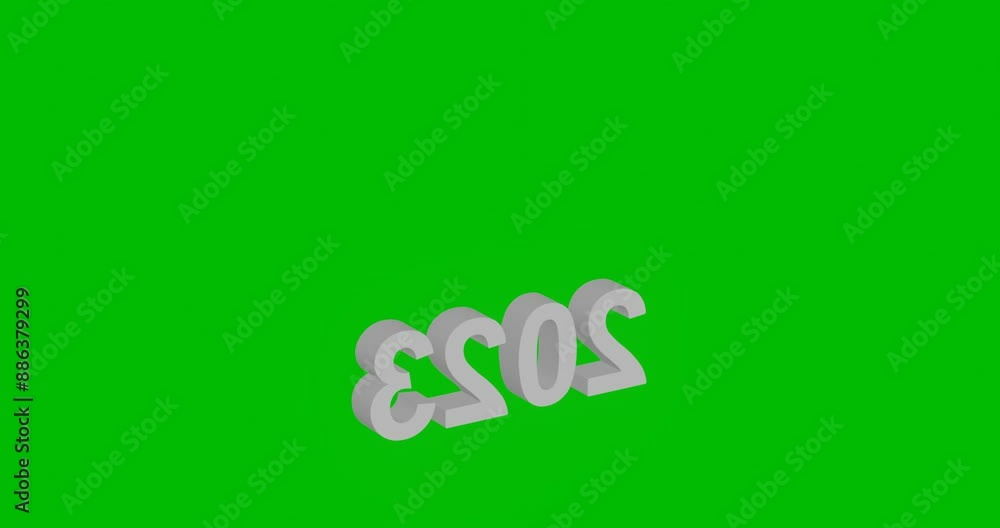 Poster animation of rotation of a white 2023 year symbol with shadow. simple and complex rotation. seamless