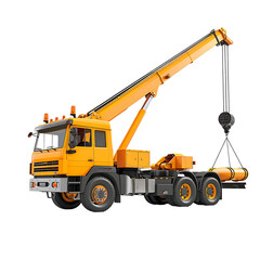 Crane truck isolated on background.