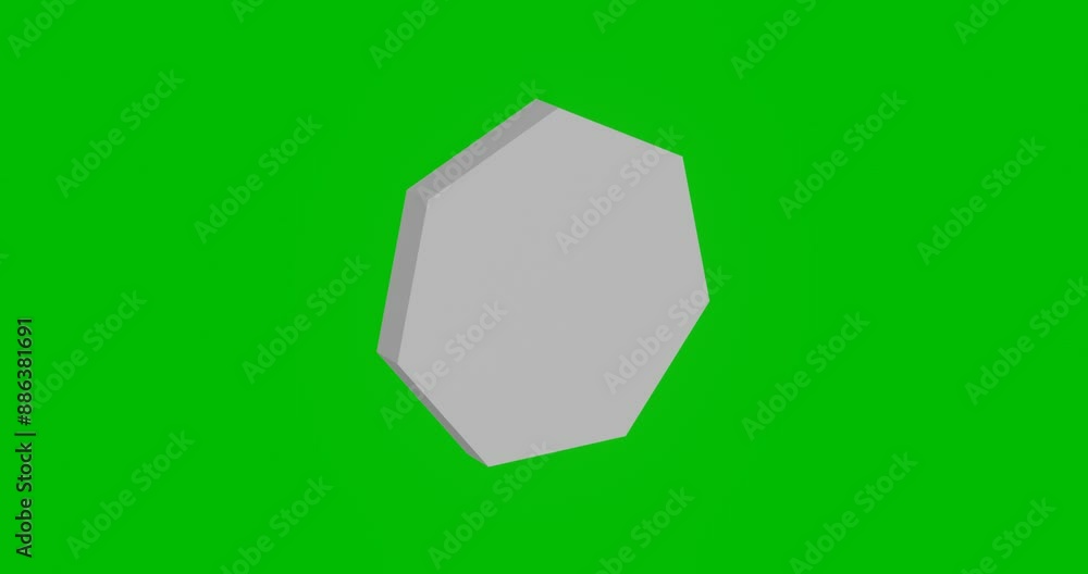 Poster animation of rotation of a white heptagon symbol with shadow. simple and complex rotation. seamless 