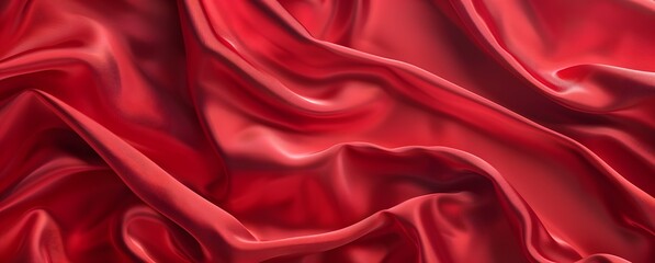 Obraz premium Red Silk Satin Fabric Background With Wavy Folds
