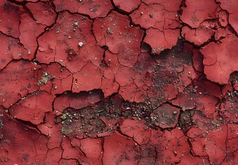 Cracked Red Soil Texture Top View