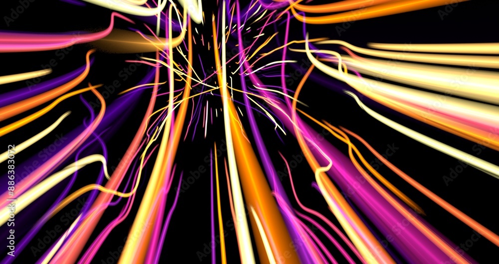 Poster neon light wave background, 3d rendering
