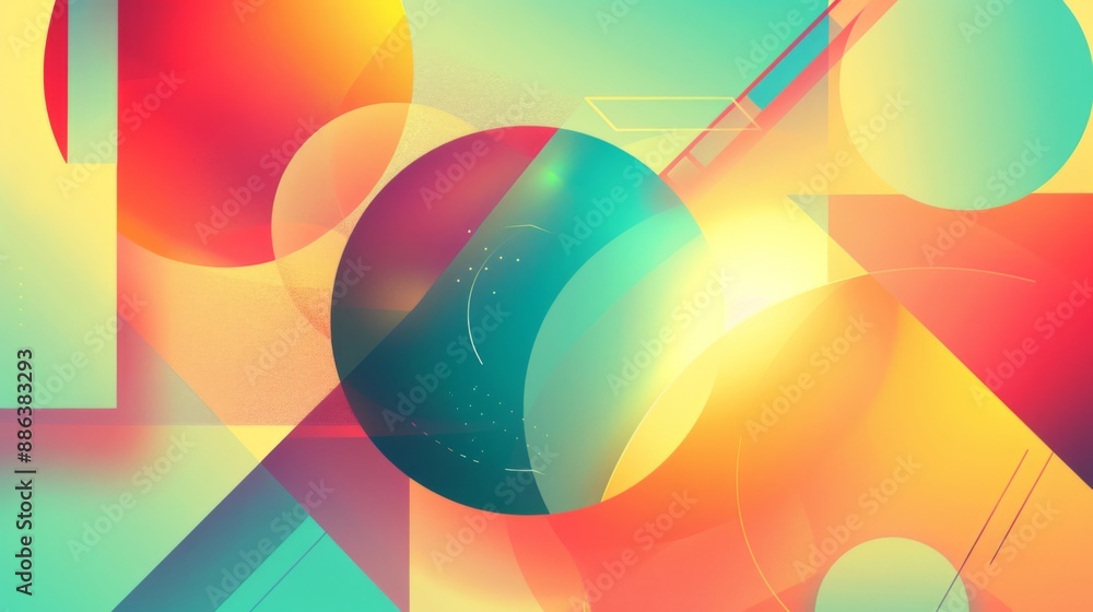 Aufkleber a digital abstract artwork with geometric shapes and gradients, suitable for modern design.