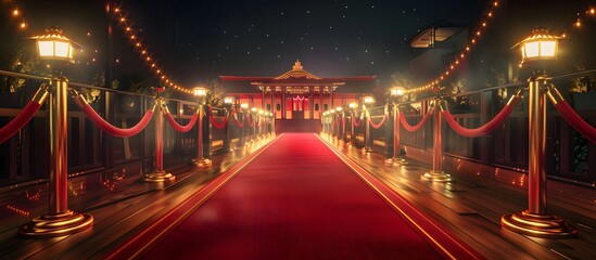 Red Carpet Premiere Event With Golden Rope Barriers