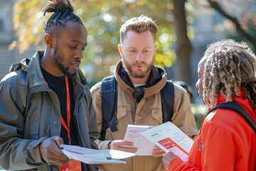 Volunteers distributing informational pamphlets on HIV AIDS