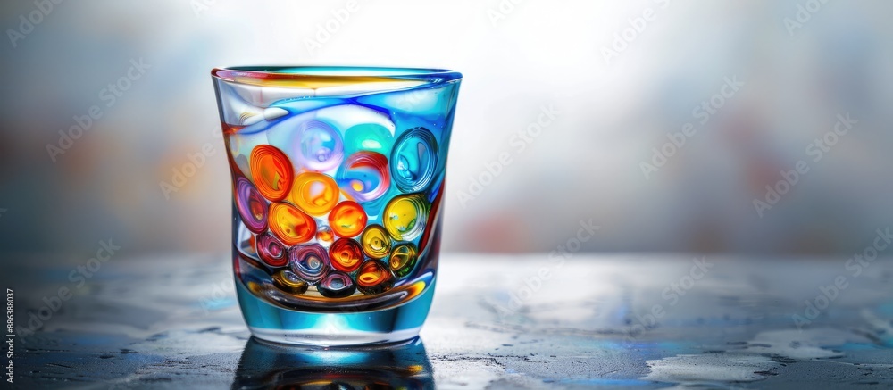 Poster vibrant ryukyu glass with a captivating and colorful design, perfect for artistic displays with a co