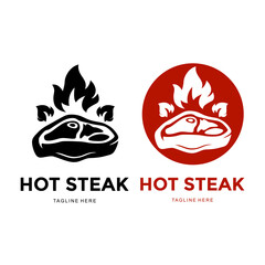 minimalist hot steak barbeque logo design