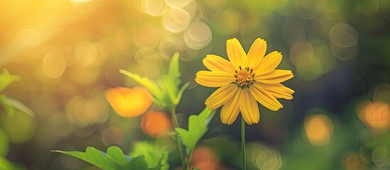 Yellow flower with blurred backdrop, featuring a motivating quote advising to adapt focus when life seems unclear, suitable as a copy space image.