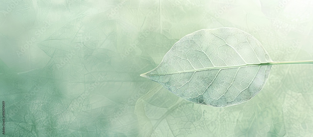 Poster skeleton leaf on white textured background with a pleasing pattern, backlit and transparent, creates