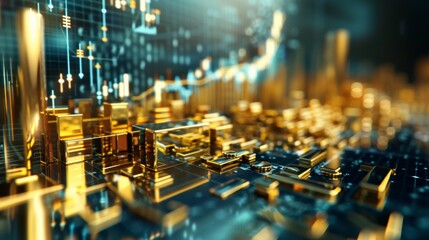 A vibrant abstract cityscape at night illuminated by glowing street lights and circuit-like patterns, showcasing the technological