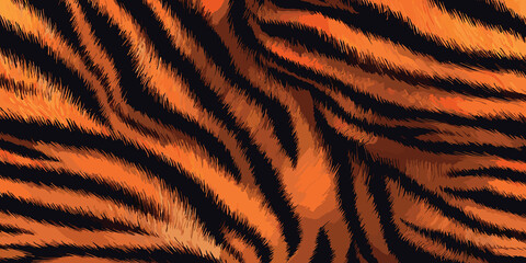 Luxury Tiger Skin Pattern Vector Illustration Exotic Texture Seamless Design. Animal Striped Skin Fur Pattern Texture Background
