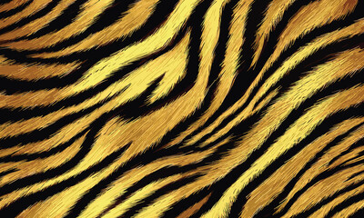 Tiger Skin Pattern Vector Illustration In Vibrant Colors. Animal Striped Skin Fur Pattern Texture Background