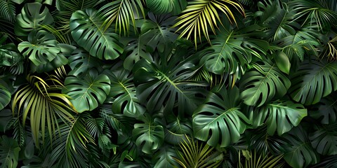 Tropical Leaves Wall - Monstera and Palm
