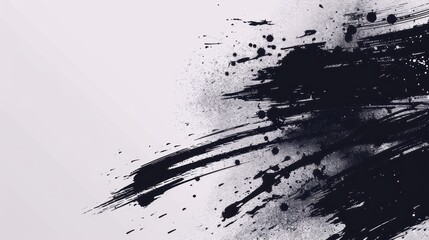 Naklejka premium Sophisticated black ink brush stroke background on pastel grey.