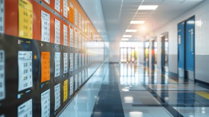 Hallway With Schedule Board.