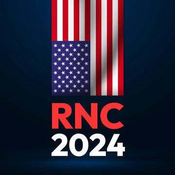 RNC 2024 with Waving USA flag upside down background.