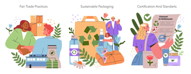 Obraz premium Ethical Cosmetics. Flat Vector Illustration