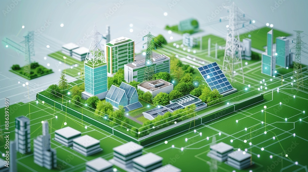 Poster a smart grid system integrating renewable energy sources, advanced digital controls, and efficient e