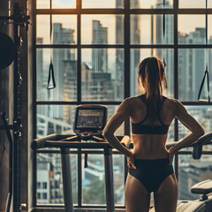 Fototapeta premium Female model at a luxury gym getting fit 