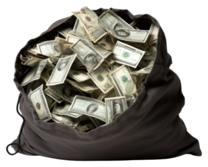 PNG Money bank notes dollar bag investment.