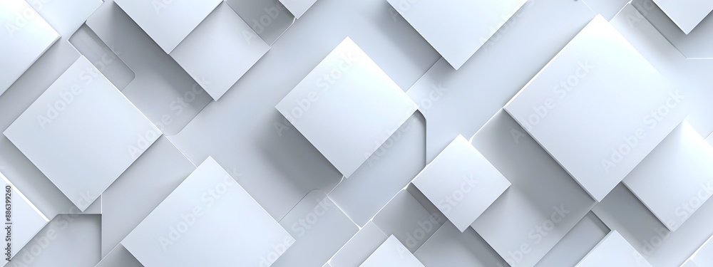 Poster white background with geometric pattern of squares and cubes, 3d rendering. minimalist design for we