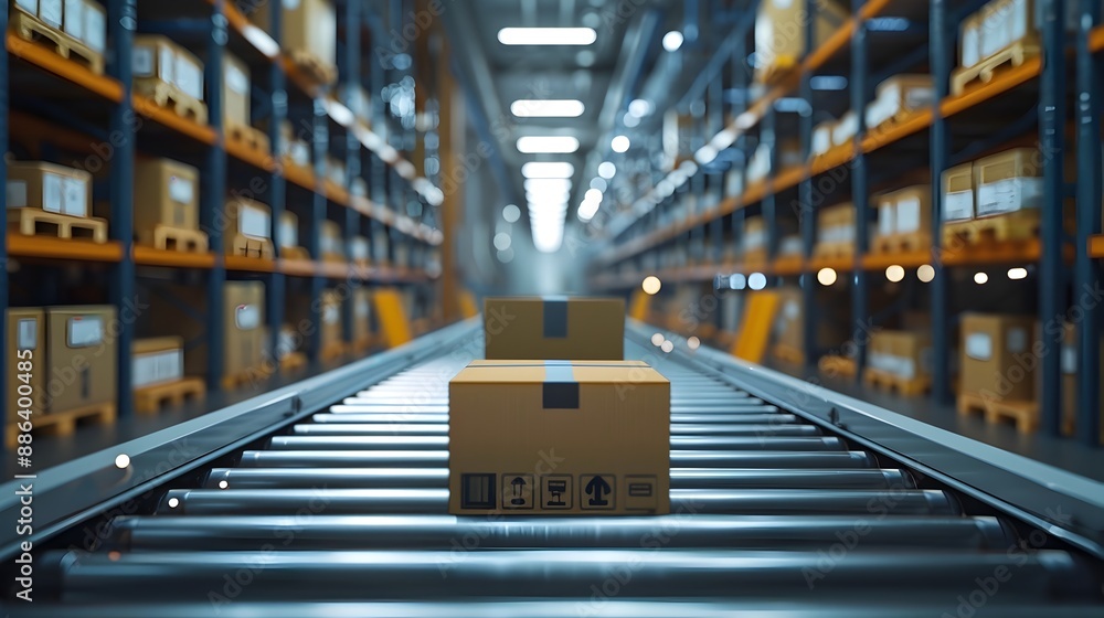 Poster tech driven e commerce fulfillment center with efficient workflows and automated systems