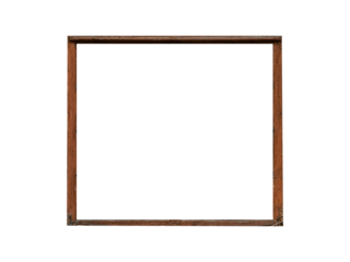 Dark brown wooden square 1 to 1 aspect ratio frame isolated.