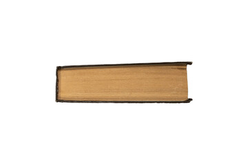 Old, aged, vintage book isolated on white background, side view.