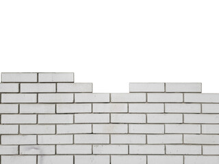 Unfinished white brick wall is isolated.