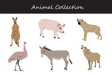 Animals collection. Flat style vector illustration.