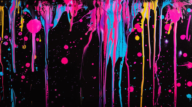 Fototapeta Digital Black Background: Dripped Art and Dirty Graffiti" "Urban Digital Art: Black Background with Dripped Graffiti"