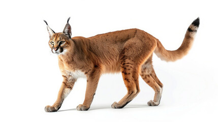 Fototapeta premium Close-up portrait of a caracal, a solitary wildcat hunter with piercing eyes and thick fur, gazing intently into the camera
