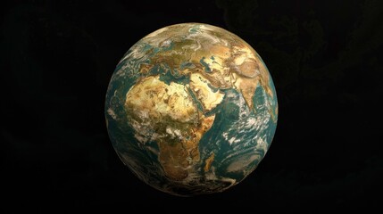 Earth Globe with Golden Continents.