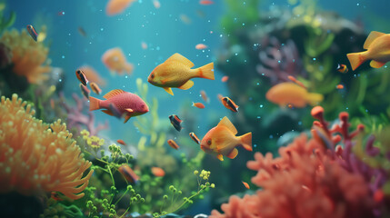 Tropical Fish on a Vibrant Coral Reef: Underwater Beauty"
"Colorful Tropical Fish and Coral Reef: Dive into Underwater Wonderland"