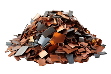A Pile of Shiny Metal Fragments Against a White Background on a White or Clear Surface PNG Transparent Background