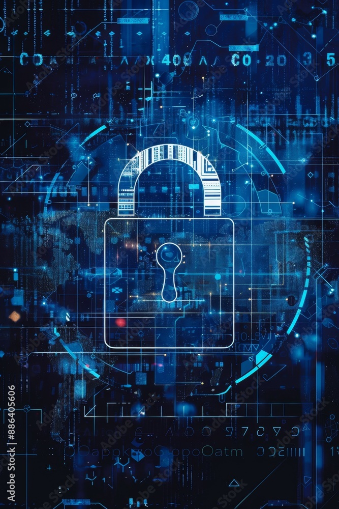 Poster digital padlock protecting global network security system