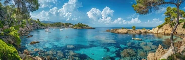 Fototapeta premium Azure Waters and Lush Coastline: A Mediterranean Paradise
