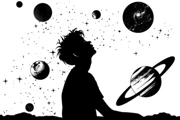 PNG Astronomy universe skating person.