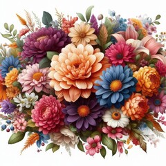 bouquet of flowers on a white background
