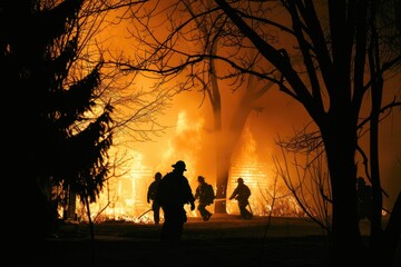 Heroes in Action: Firefighters Battling a Raging Blaze
