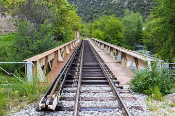 Villefranche, France, 05-24-2024. Railway bridge   near the city of Villefranche de conflent, France.