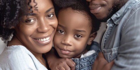 A loving couple holds a young child, conveying care and responsibility