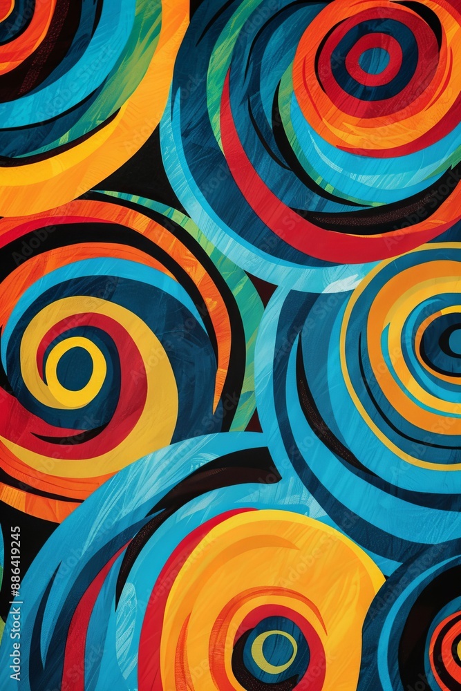 Wall mural Vibrant Abstract Pattern with Circles and Swirls Patterns