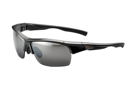 Stylish Black Sunglasses With Blue Mirrored Lenses for Active Individuals on a White or Clear Surface PNG Transparent Background