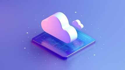 Icon of cloud download in isometric design